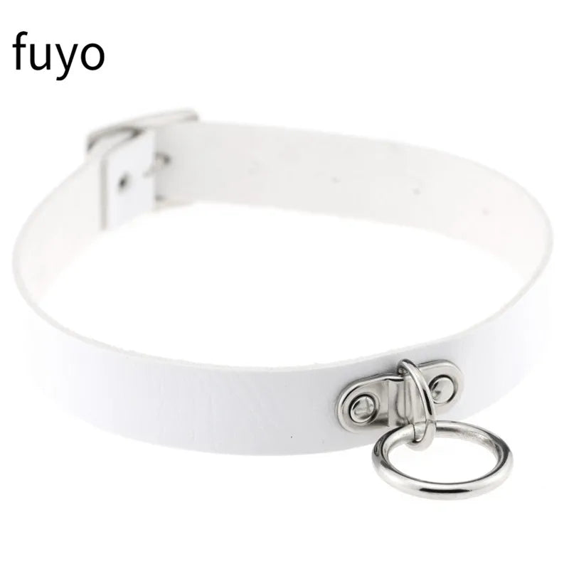 Weiß Sexy Vegan Choker Halsketten Punk Harajuku Goth Kragen Kette Traktion Halskette Leder Bondage Cosplay Party Schmuck Grunge