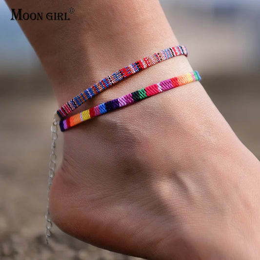 2 Teile/los Böhmische Fußkettchen für Männer und Frauen Handgemachte Seil Freundschaft Strand Barfuß Armband auf der Bein Kette Boho Fuß Schmuck