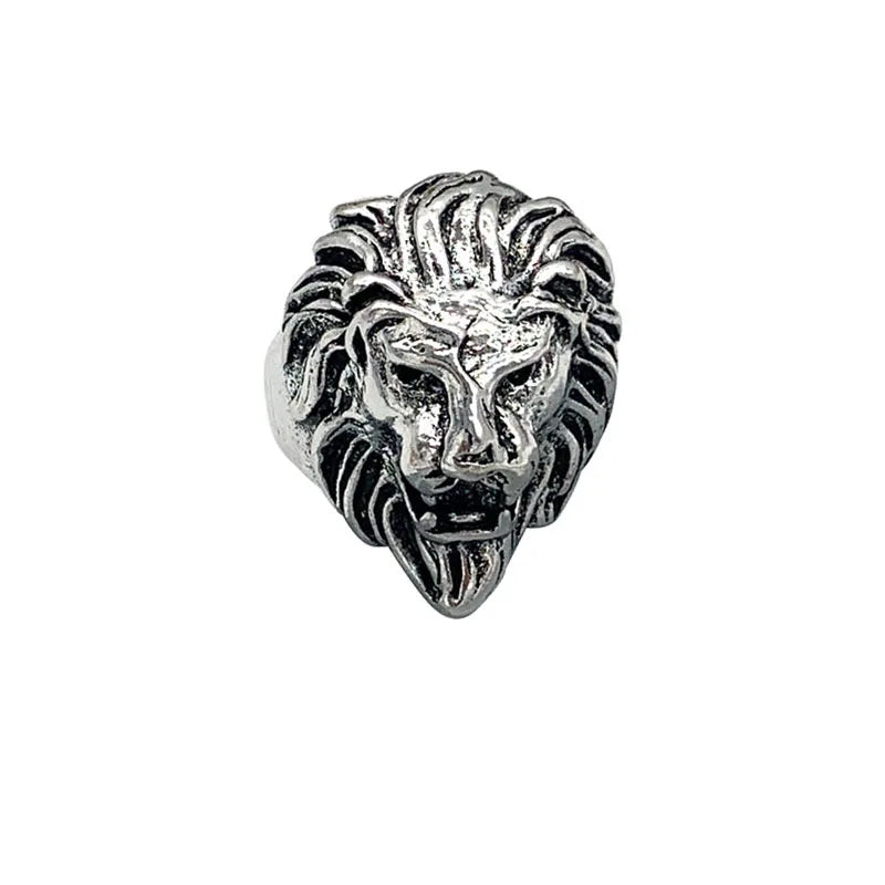 ZRM Vintage Ring Hip Hop Lion Kopf Ringe Für Männer Punk Tier Ringe Für Jungen Unisex Finger Ring Schmuck Geschenk