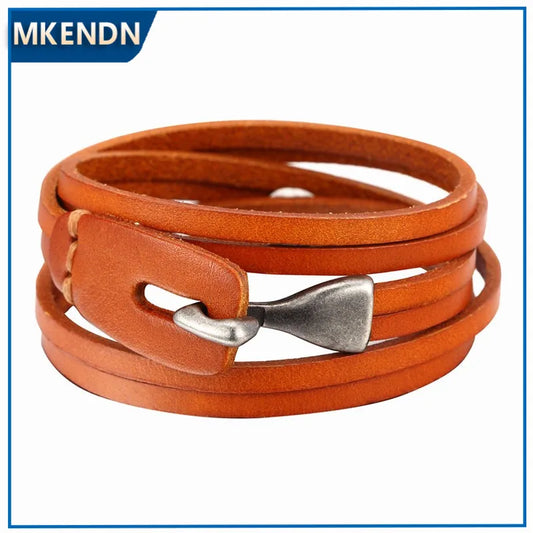 MKENDN Neue Ankunft 3 Farben Multilayer Charme Leder Armband Männer Frauen Anker Armband hoffen Femme freundschaft armband