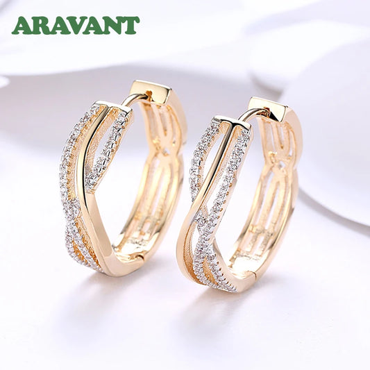 925 Silber 24 mm 18 Karat Gold Twist Creolen für Damen Mode Hochzeit Schmuck
