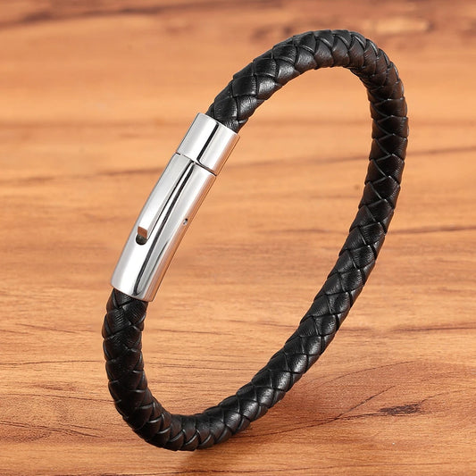 XQNI OL-Stil, mehrfarbiger Edelstahlknopf, schlichtes Design, Herren-Lederarmband, DIY & individuelles Logo, Geburtstag, Valentinstag, Geschenk