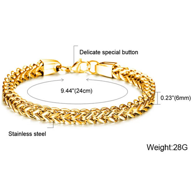 Silber/Gold/Schwarz Edelstahl Handgelenk Kette Armbänder Armreifen Für Männer Männlich Punk Link Schmuck Zubehör Großhandel