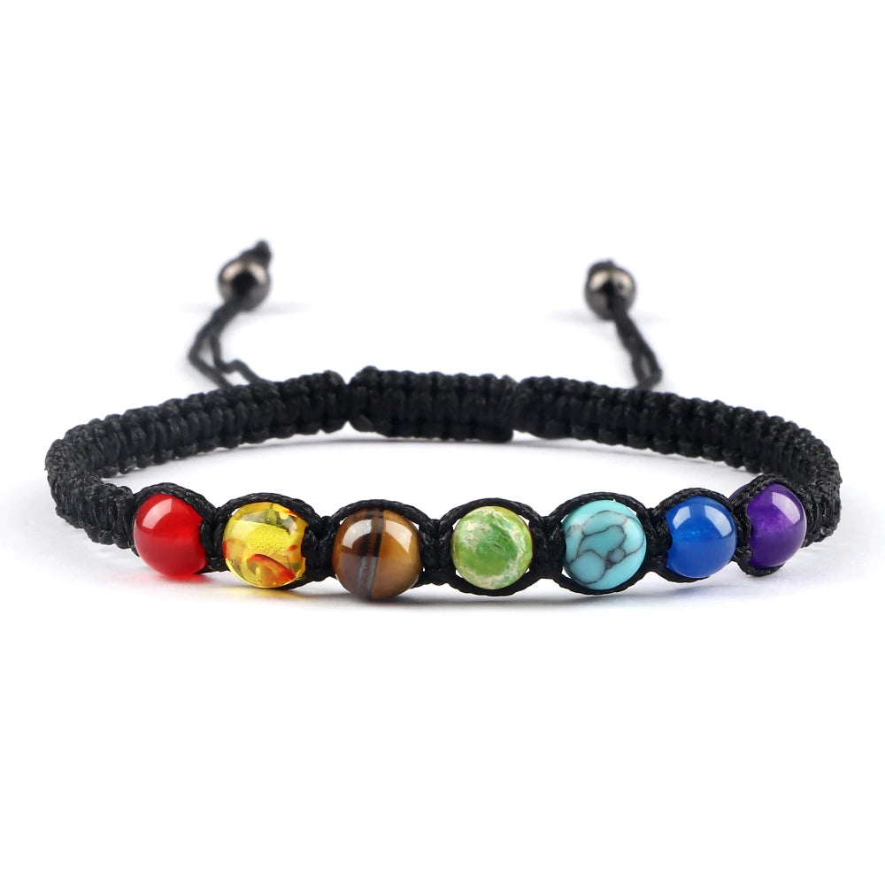 Handgewebtes 7-Chakra-Heilperlen-Armband für Männer, 6 mm, Naturstein, Gebetsarmbänder, Paare, modischer Armreif, Damen, Yoga, Schmuck, Geschenk