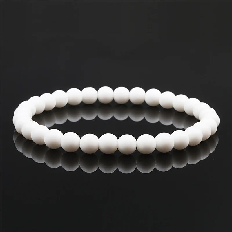 Natürliche Stein Elastische Armband 6mm Charme Männer Schwarz Lava Blau Perlen Strang Armbänder für Frauen Yoga Meditation Schmuck pulseira