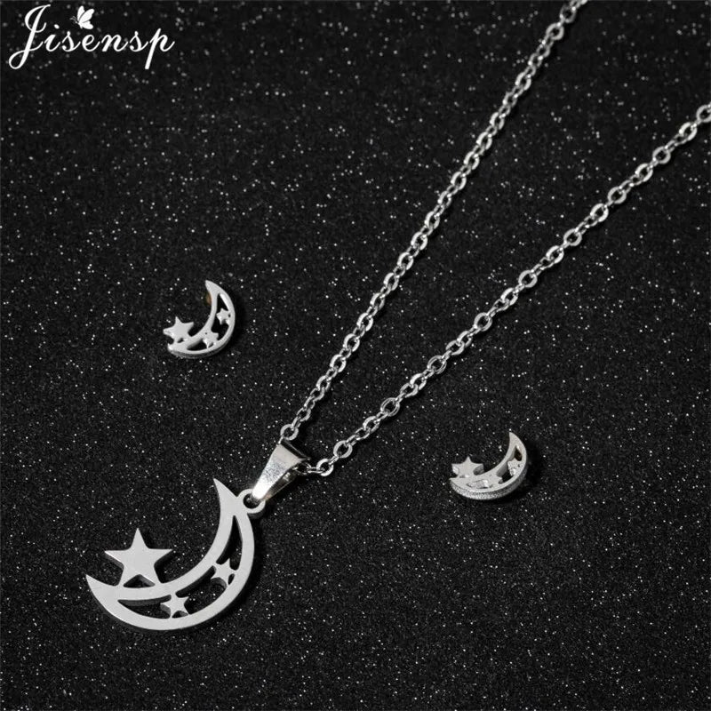 100% Tiny Star Edelstahl Anhänger Halsketten für Frauen Geburtstag Schmuck Einfache Crescent Moon Ohrringe Schmuck Dropshipping