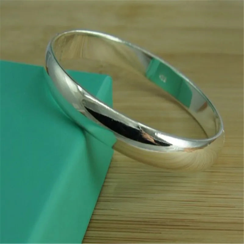 Neues Armband aus 925er-Sterlingsilber, schlicht, glänzend, offener Armreif, Modeschmuck, Geschenk