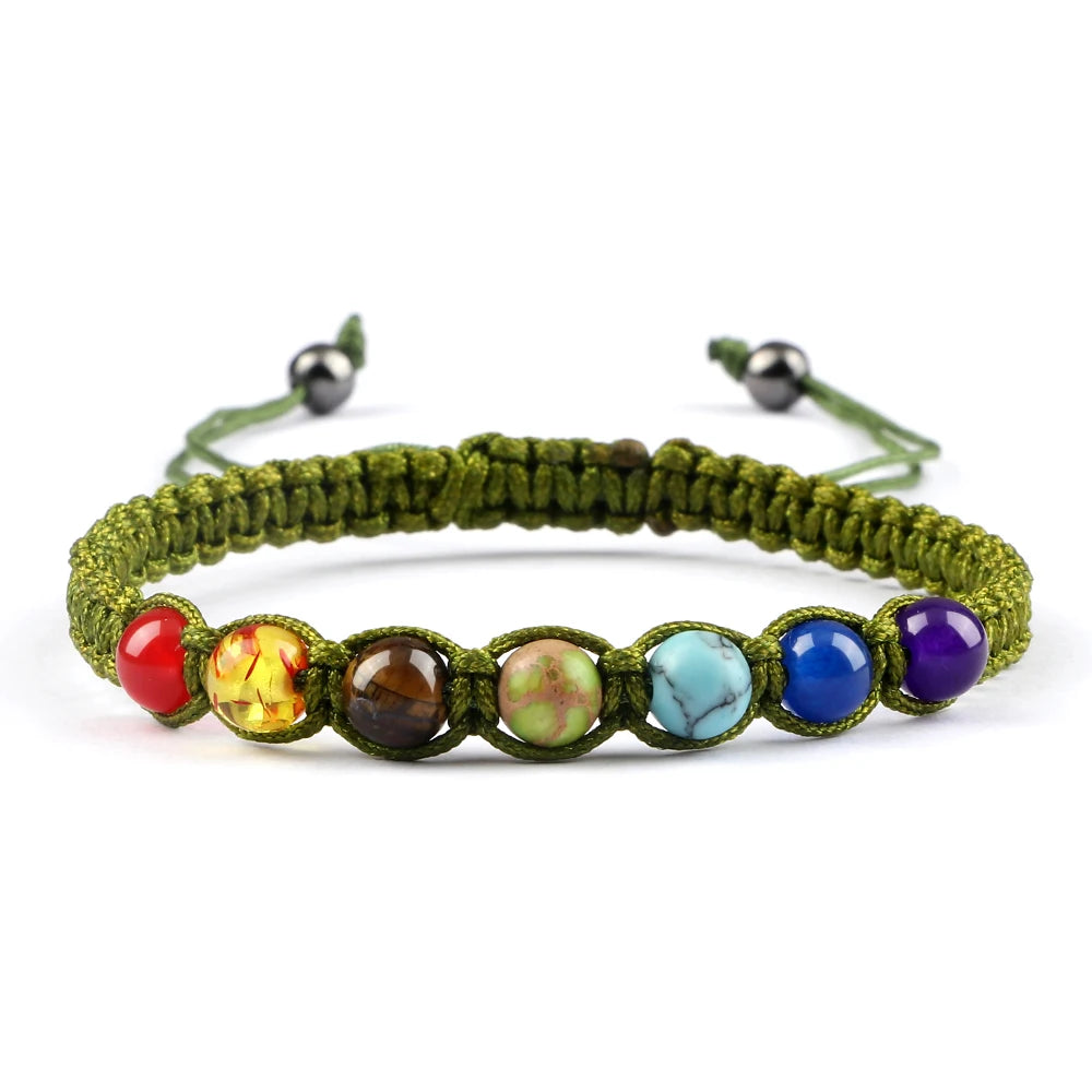 Handgewebtes 7-Chakra-Heilperlen-Armband für Männer, 6 mm, Naturstein, Gebetsarmbänder, Paare, modischer Armreif, Damen, Yoga, Schmuck, Geschenk
