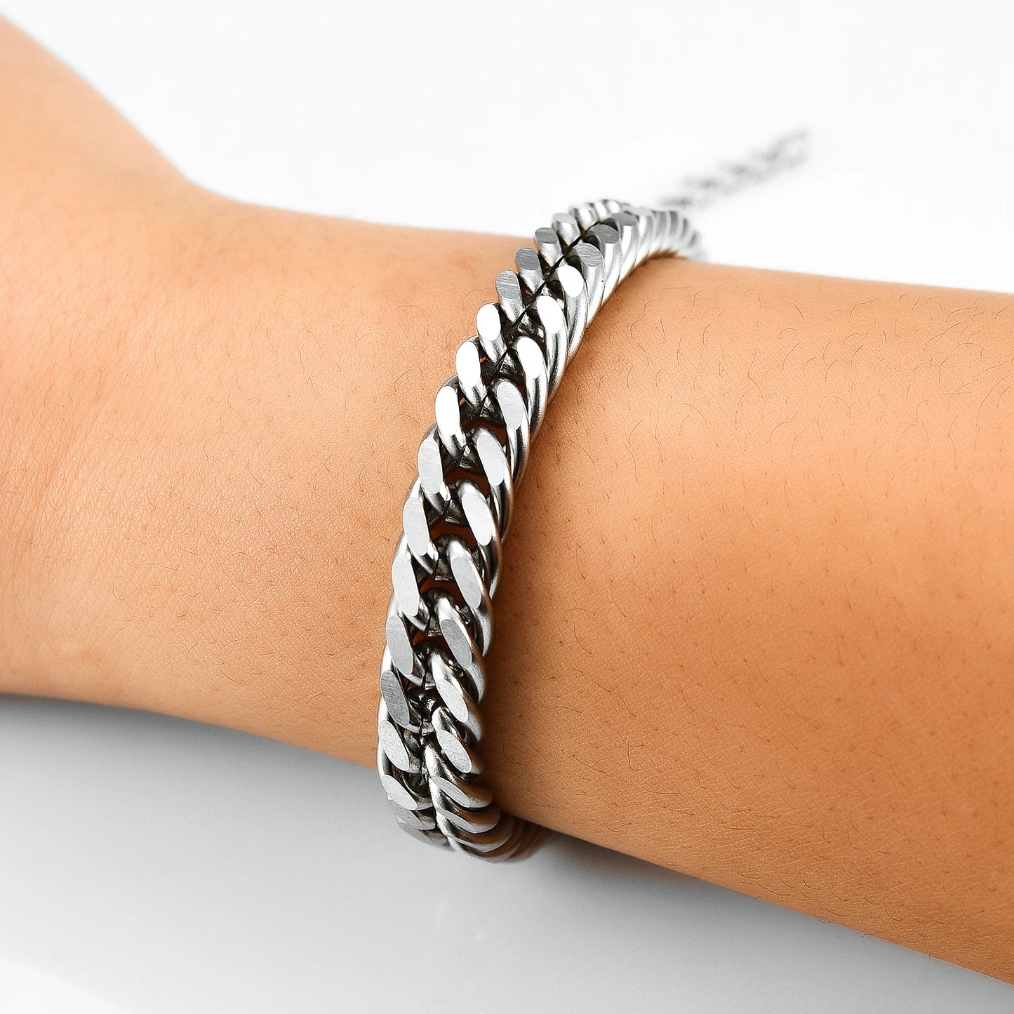 Herren Edelstahl Kubanische Panzerkette Link Armband für Punk Hiphop Junge Silber Farbe Armband Metall Schmuck Zubehör Geschenk