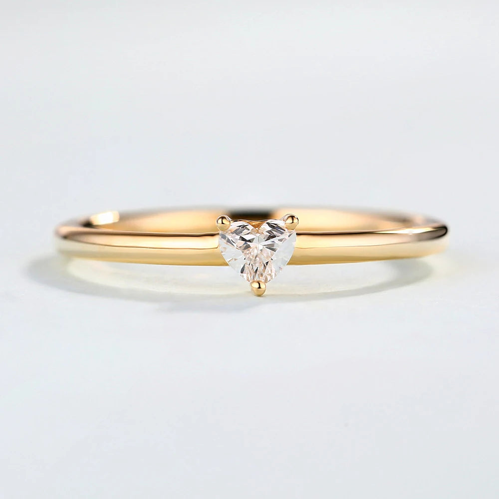 Ringe Für Frauen Kleine Herzförmige Gold Farbe Hochzeit Verlobung Dainty Ring Schmuck Zirkon Romantische Mode Schmuck KBR014-M