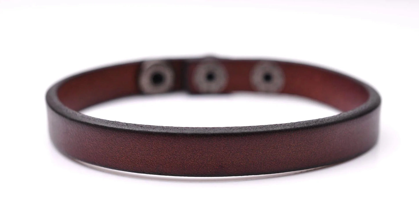 Mode einfach cool echtes Leder Armband Manschette Armband Snap Unisex Braun