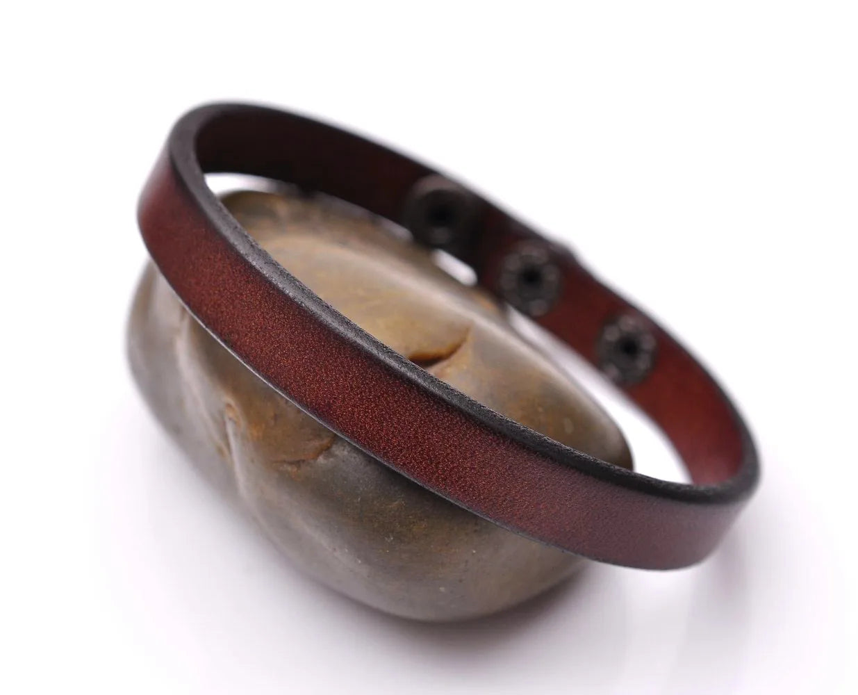 Mode einfach cool echtes Leder Armband Manschette Armband Snap Unisex Braun