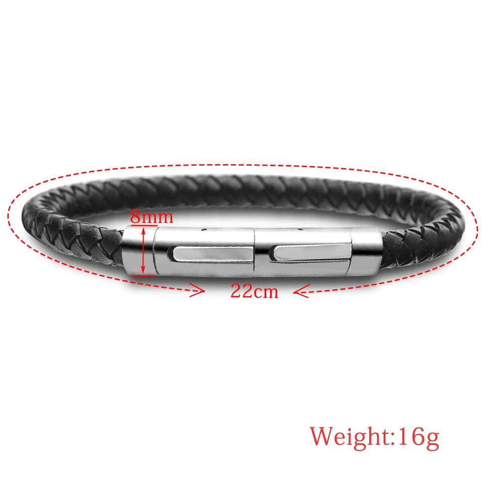 Männer Neue Schmuck Aus Echtem Leder Edelstahl Wrap Armband Magnet Verschluss Armband Armreif