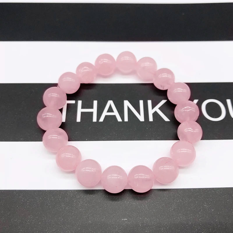 Großhandel Rosa Rose Pulver Kristall Quarz Naturstein Streche Armband Elastische Schnur Pulserase Schmuck Perlen Liebhaber Frau Geschenk