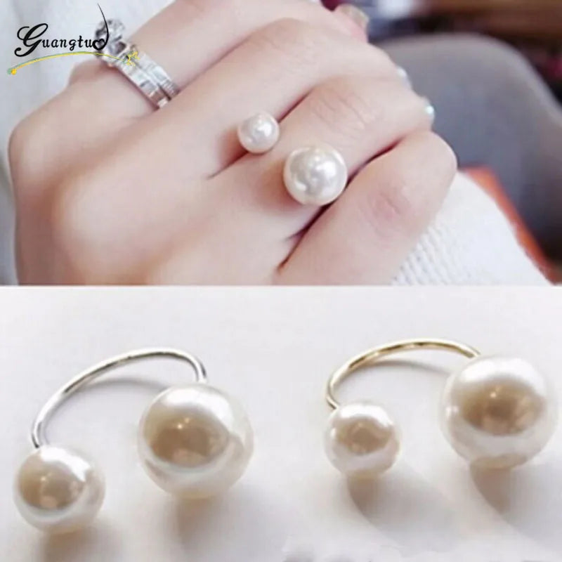 Klassische Simulierte Perlen Ringe Für Frauen Hochzeit & Verlobung Schmuck Einstellbare Anillos Finger Ring