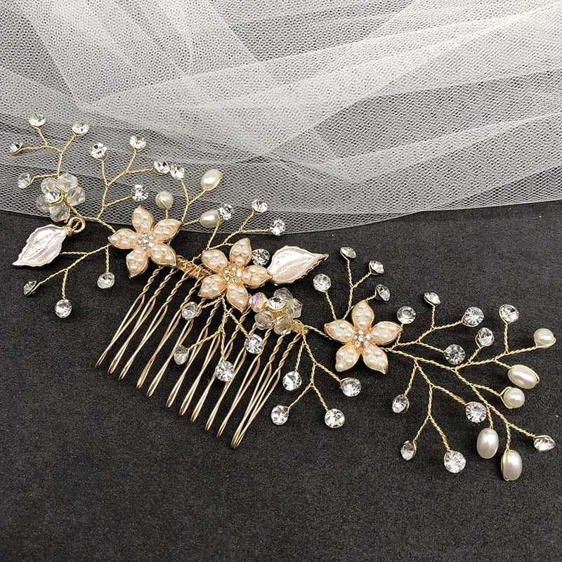 Braut Haar Zubehör Kristall Peals Haar Kämme Hochzeit Haar Clips Zubehör Schmuck Handgemachte Frauen Haar Ornamente Kopfschmuck