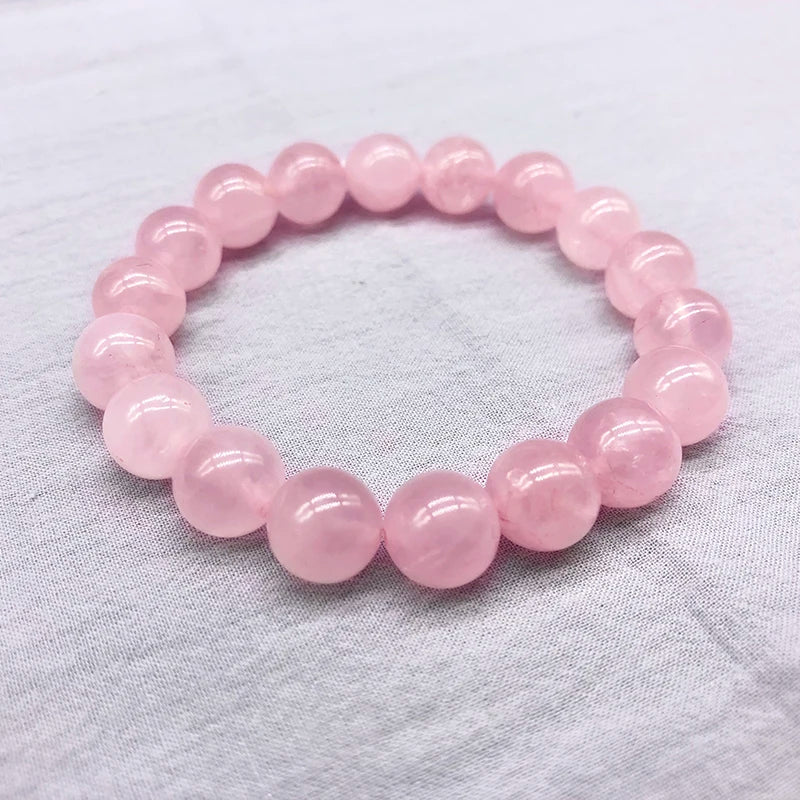 Großhandel Rosa Rose Pulver Kristall Quarz Naturstein Streche Armband Elastische Schnur Pulserase Schmuck Perlen Liebhaber Frau Geschenk