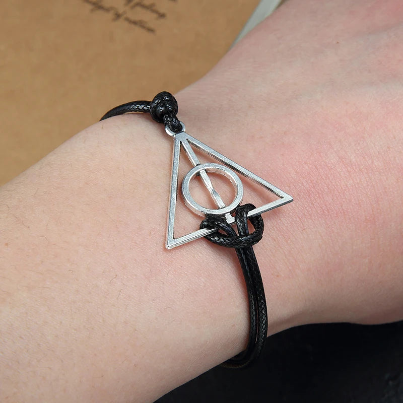 Modeschmuck Vintage Charm Potter Heiligtümer des Todes Lederbandarmband für Männer und Frauen