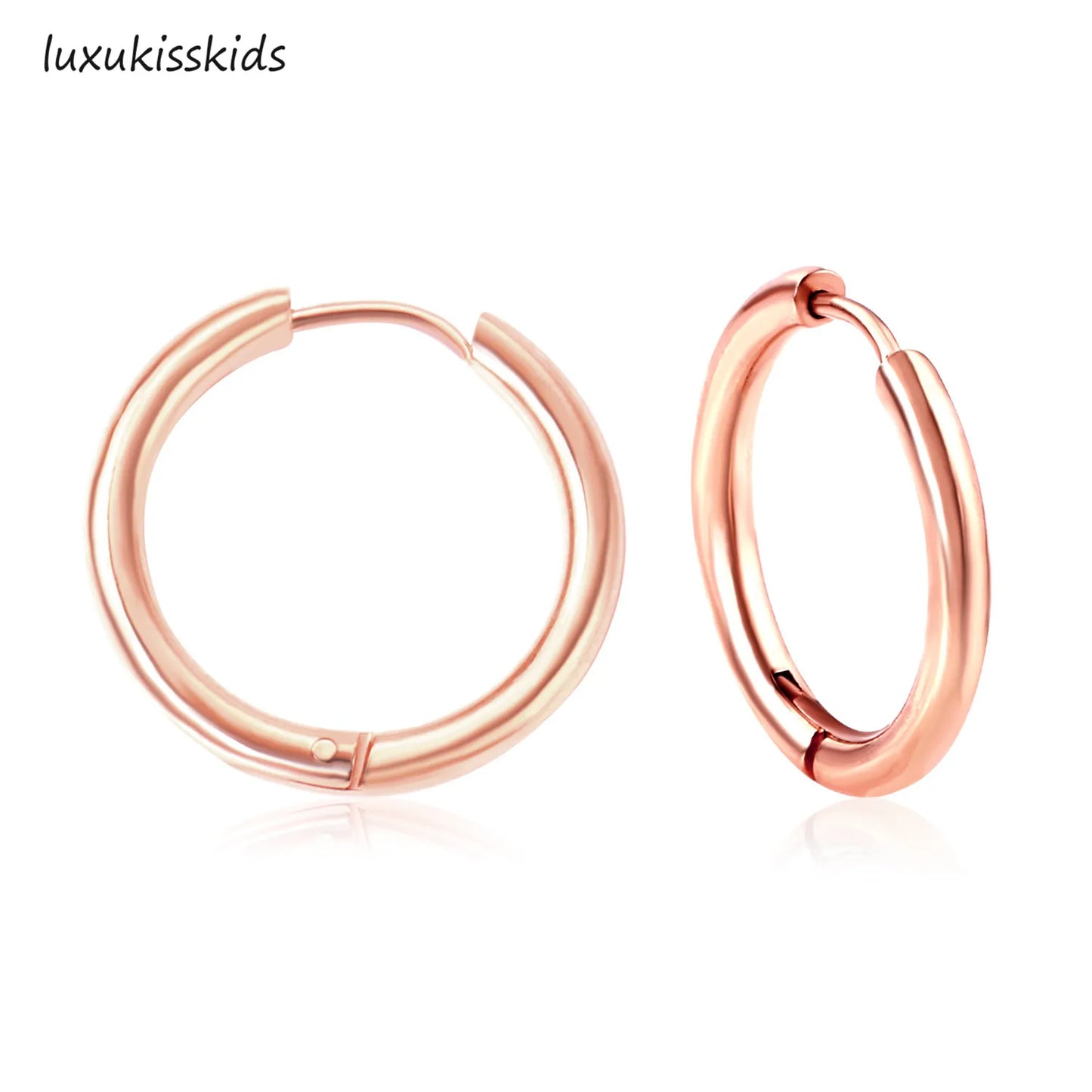 LUXUKISSKIDS Creolen, 1 Paar, Anti-Allergie, für Damen/Herren, Huggie, rund, Aretes, klein, Servies Natura, Stahlkreis-Clips, koreanisch