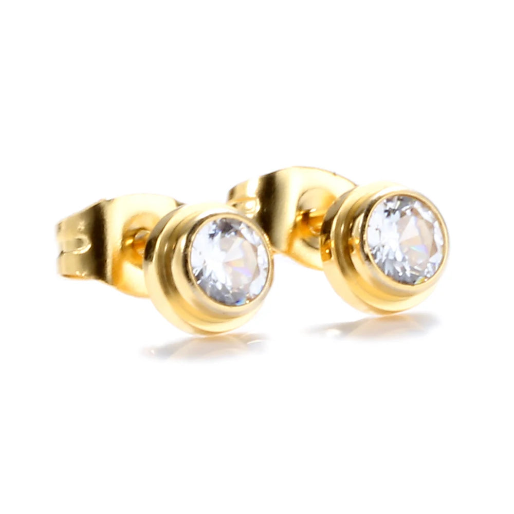 Frauen Rose Gold Farbe Edelstahl Zirkon Kristall Schmuck Sets Halskette + Ohrringe