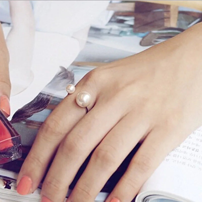 Klassische Simulierte Perlen Ringe Für Frauen Hochzeit & Verlobung Schmuck Einstellbare Anillos Finger Ring