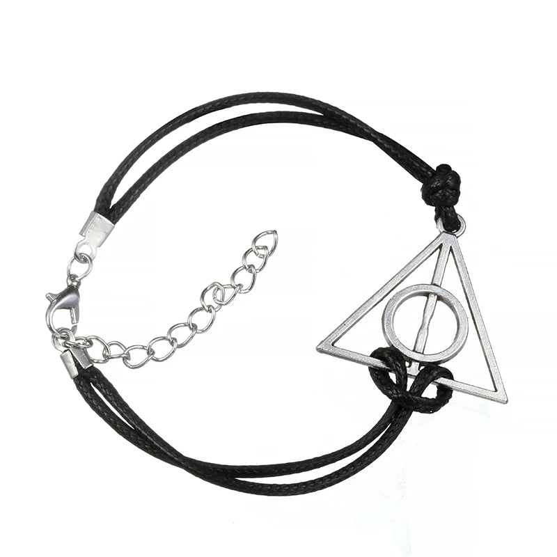 Modeschmuck Vintage Charm Potter Heiligtümer des Todes Lederbandarmband für Männer und Frauen