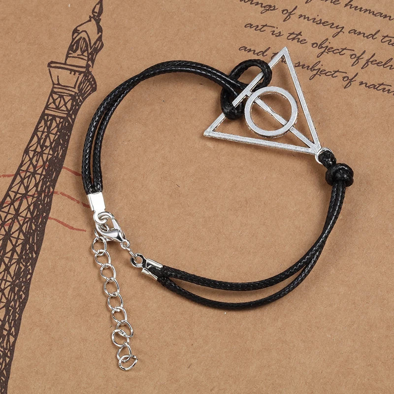 Modeschmuck Vintage Charm Potter Heiligtümer des Todes Lederbandarmband für Männer und Frauen