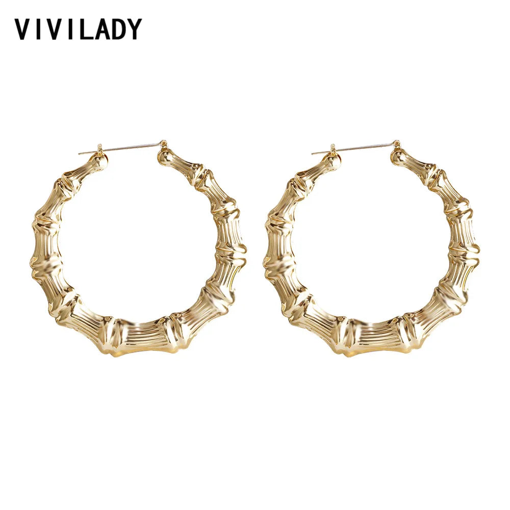 VIVILADY Heißer Größere Bambus Creolen Frauen Basketball Ehefrauen Sommer Frühling Herbst Mode Schmuck Mädchen Bijoux Zubehör Geschenke