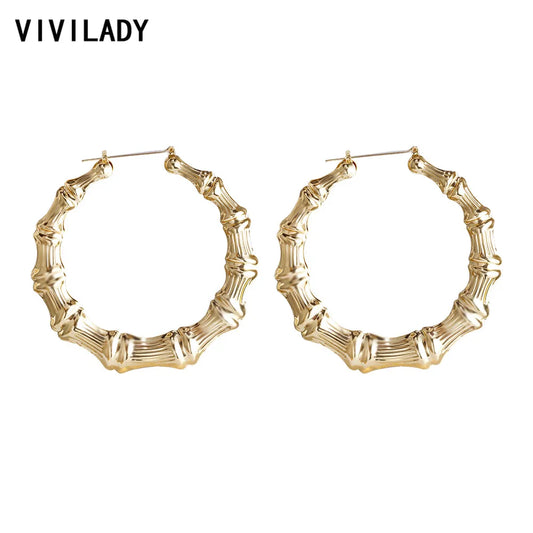 VIVILADY Heißer Größere Bambus Creolen Frauen Basketball Ehefrauen Sommer Frühling Herbst Mode Schmuck Mädchen Bijoux Zubehör Geschenke