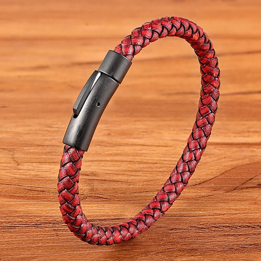 XQNI Neue Klassische Stil Männer Leder Armband Einfache Schwarz Edelstahl Knopf Neutral Zubehör Hand-gewebt Schmuck Geschenke