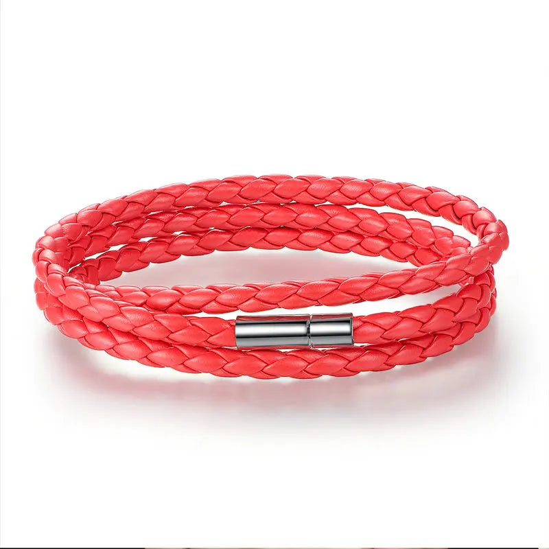 BAMOER 6-farbige Großhandelsarmbänder mit langer Kette, verstellbare Magnetschnalle, Unisex, PU-Lederarmbänder für Damen und Herren, Modeschmuck