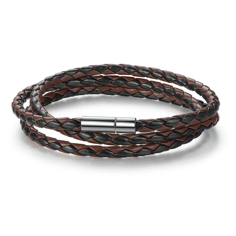 BAMOER 6-farbige Großhandelsarmbänder mit langer Kette, verstellbare Magnetschnalle, Unisex, PU-Lederarmbänder für Damen und Herren, Modeschmuck