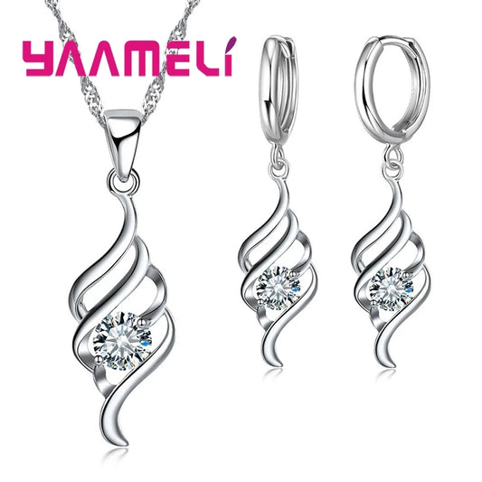 Schmucksets für Frauen, Charms, 925er-Sterlingsilber, Farbe, Anhänger, Halskette, Creolen, modisch, klassisch, Halsbänder, Hochzeitsgeschenk