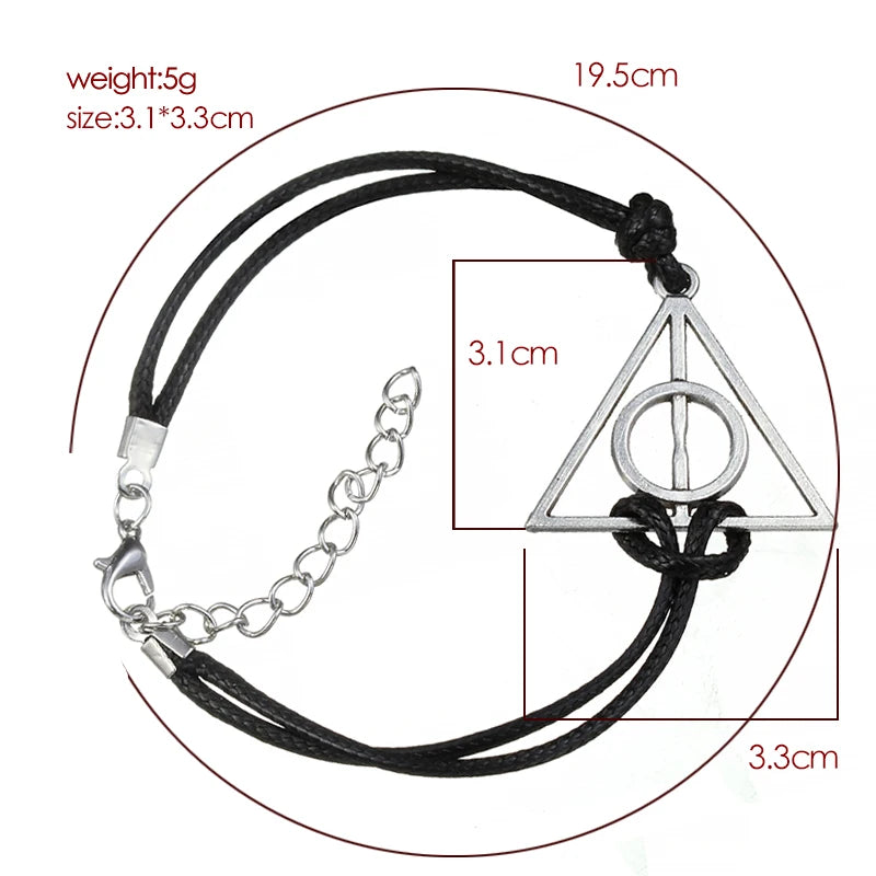 Modeschmuck Vintage Charm Potter Heiligtümer des Todes Lederbandarmband für Männer und Frauen