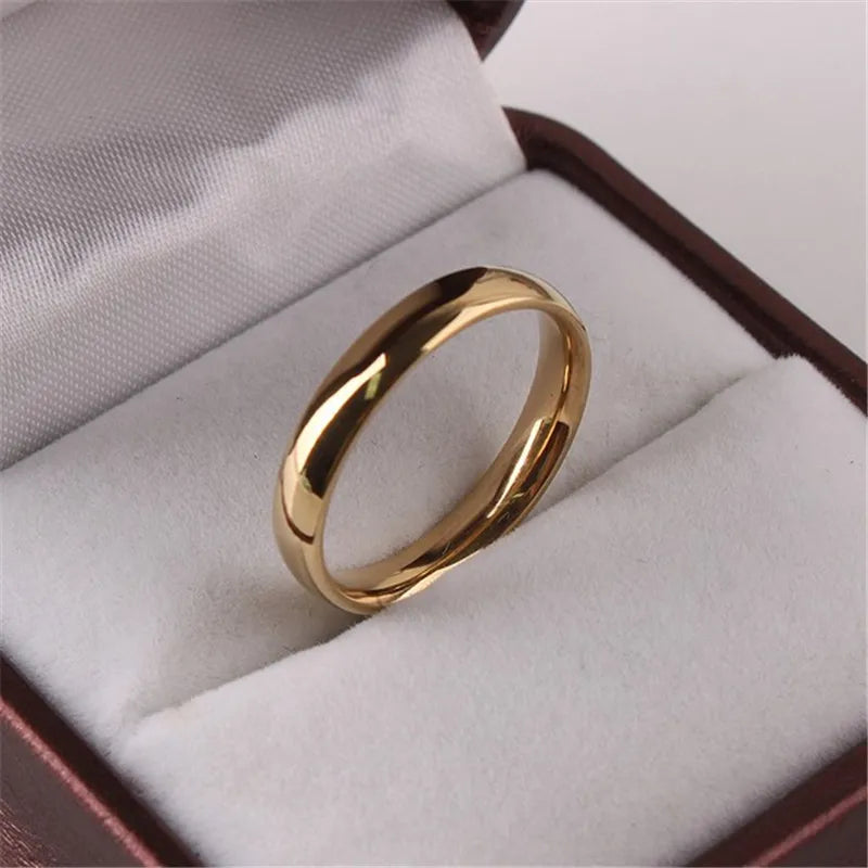 QianBei Mode 4mm Breite Edelstahl Einfache Glatte Kreise Ringe Für Frauen Männer Geschenke Schmuck Größe 7-11