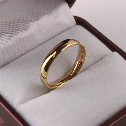 QianBei Mode 4mm Breite Edelstahl Einfache Glatte Kreise Ringe Für Frauen Männer Geschenke Schmuck Größe 7-11