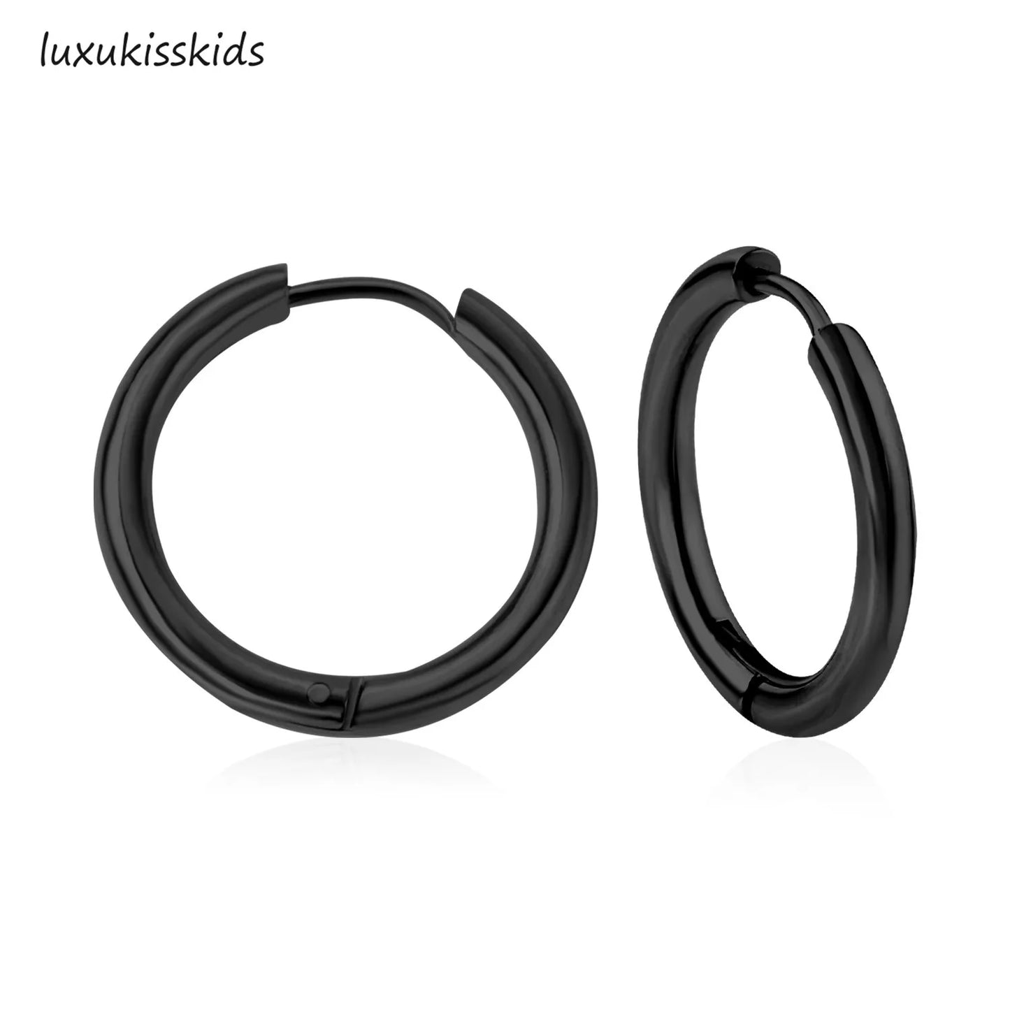 LUXUKISSKIDS Creolen, 1 Paar, Anti-Allergie, für Damen/Herren, Huggie, rund, Aretes, klein, Servies Natura, Stahlkreis-Clips, koreanisch