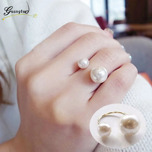 Klassische Simulierte Perlen Ringe Für Frauen Hochzeit & Verlobung Schmuck Einstellbare Anillos Finger Ring