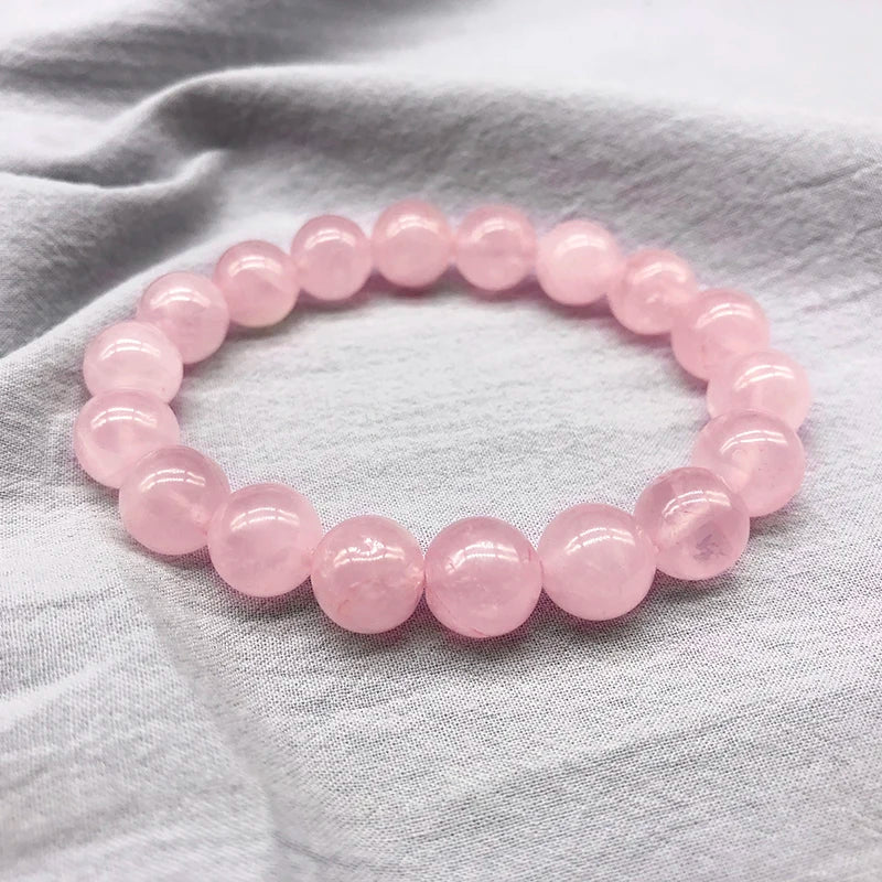 Großhandel Rosa Rose Pulver Kristall Quarz Naturstein Streche Armband Elastische Schnur Pulserase Schmuck Perlen Liebhaber Frau Geschenk