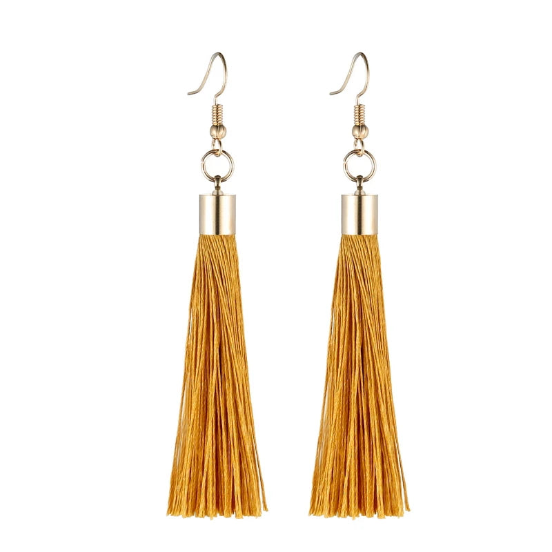 LOVBEAFAS Fringe Quaste Ohrringe Für Frauen Gold Farbe Vintage Lange Tropfen Baumeln Ohrringe Mode Hochzeit Schmuck Party Geschenk