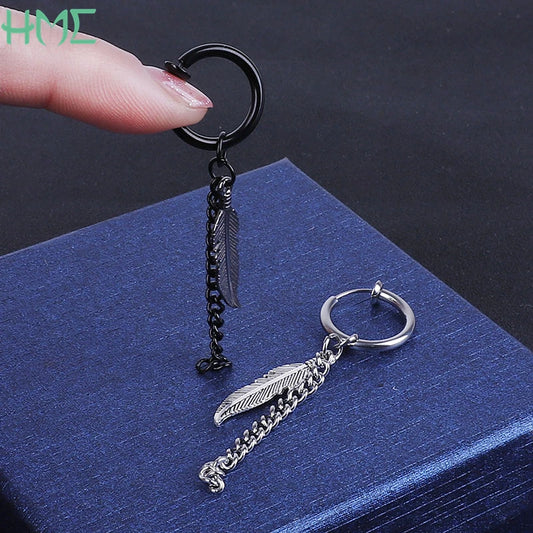 1pc Punk Titan Stahl Quaste Baumeln Ohrringe Ohr Stud Ohr Clip Für Männer Frauen Korea Erklärung Schmuck Exquisite Hip hop Brincos