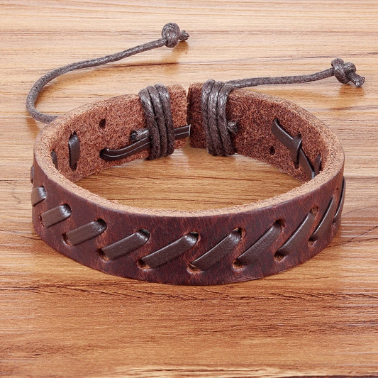 TYO Böhmen Spitze-up Stil Geometrische Twining Seil Kette PU Leder Armband Für Männer Schwarz & Braun Farbe Kette Zubehör schmuck