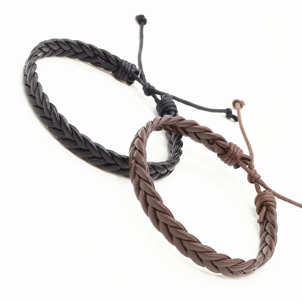 Neue Ankunft Mode Trendy Handgemachte Schwarz Braun Weben PU Leder Homme Weibliche Frauen Armband männer Männlich Schmuck Zubehör