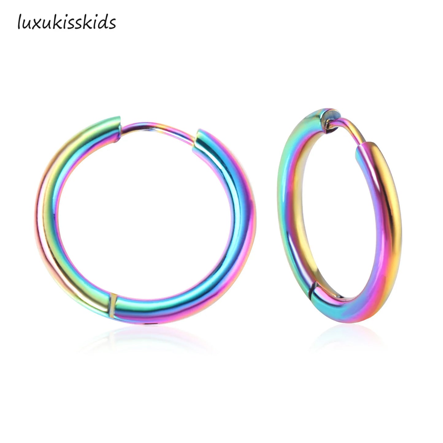 LUXUKISSKIDS Creolen, 1 Paar, Anti-Allergie, für Damen/Herren, Huggie, rund, Aretes, klein, Servies Natura, Stahlkreis-Clips, koreanisch