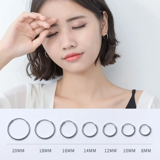 MloveAcc Damen-Creolen-Ohrring aus 925er-Sterlingsilber, runder Kreis, Schleife, Geschenke, einfacher silberner Creolen-Ohrring, Brincos de Prata