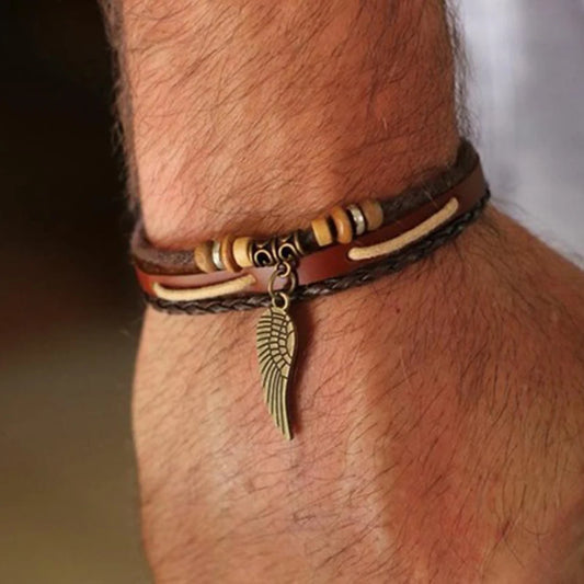 Leder Armbänder für Frauen Männer Schmuck Handgemachte Flügel Charme pulseira masculina pulseira feminina bileklik armband männer femme neue