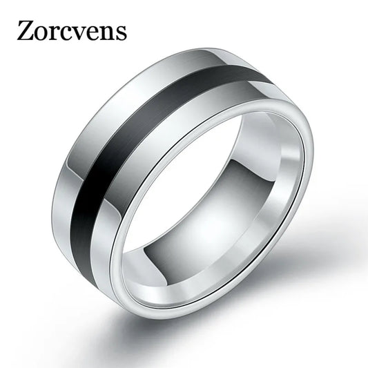 ZORCVENS 316L Hohe Qualität Männer Epoxy Titan Edelstahl Ring Liebhaber Paar Ringe für Frauen Männer silber farbe Vintage Kühlen Ringe