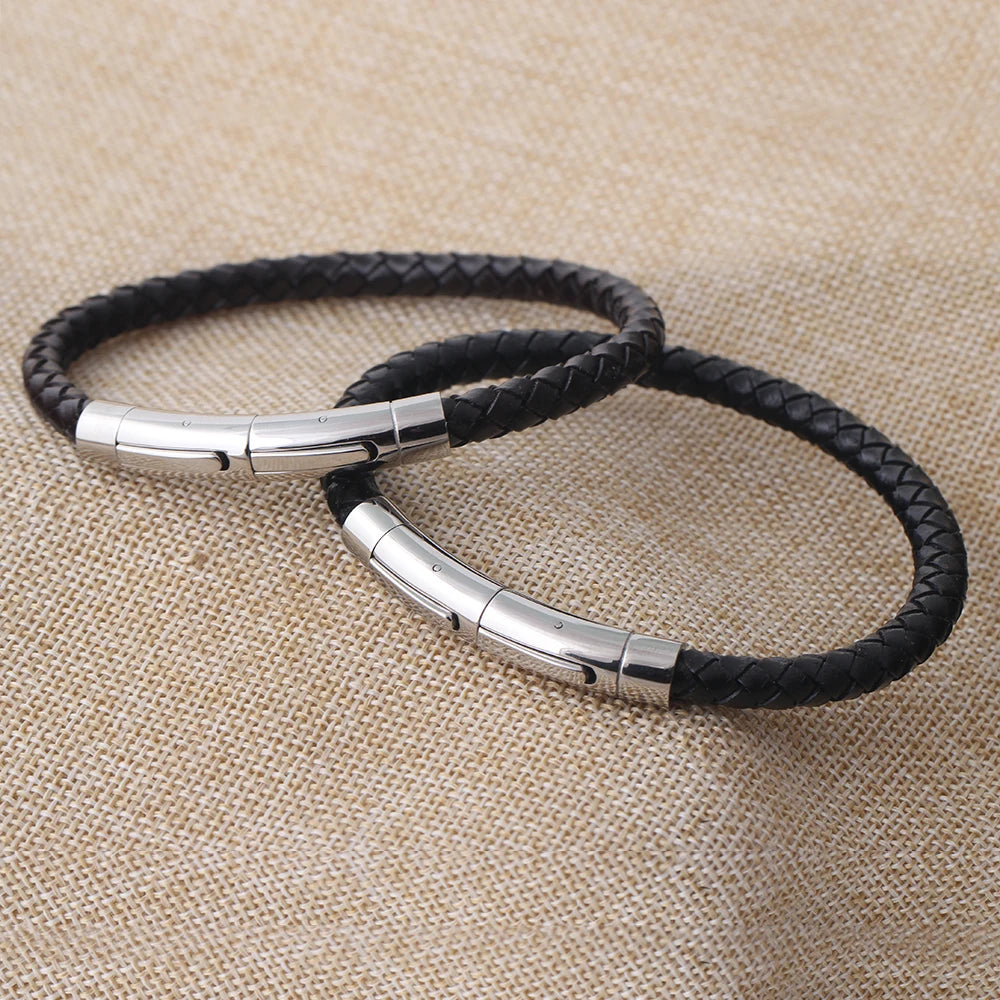 Männer Neue Schmuck Aus Echtem Leder Edelstahl Wrap Armband Magnet Verschluss Armband Armreif