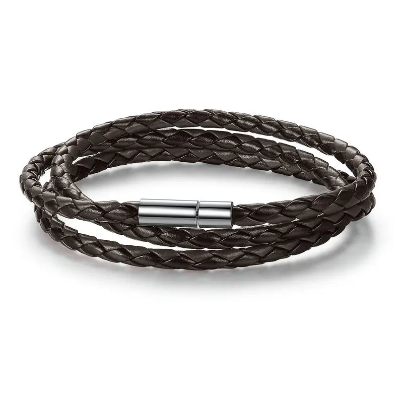 BAMOER 6-farbige Großhandelsarmbänder mit langer Kette, verstellbare Magnetschnalle, Unisex, PU-Lederarmbänder für Damen und Herren, Modeschmuck