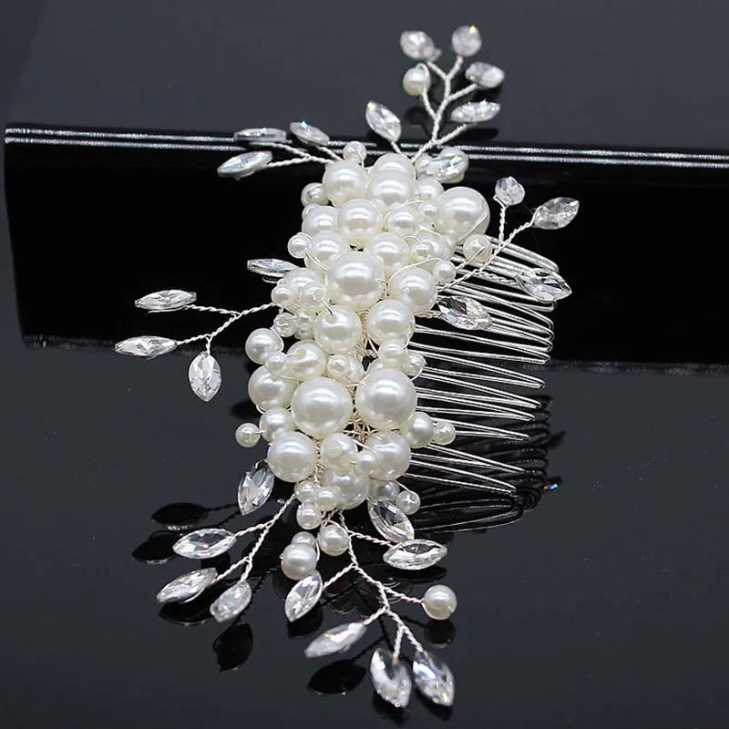 Braut Haar Zubehör Kristall Peals Haar Kämme Hochzeit Haar Clips Zubehör Schmuck Handgemachte Frauen Haar Ornamente Kopfschmuck